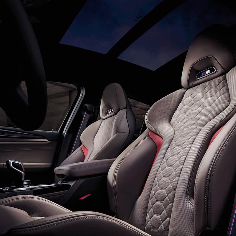 Interior view of a BMW X4 at night