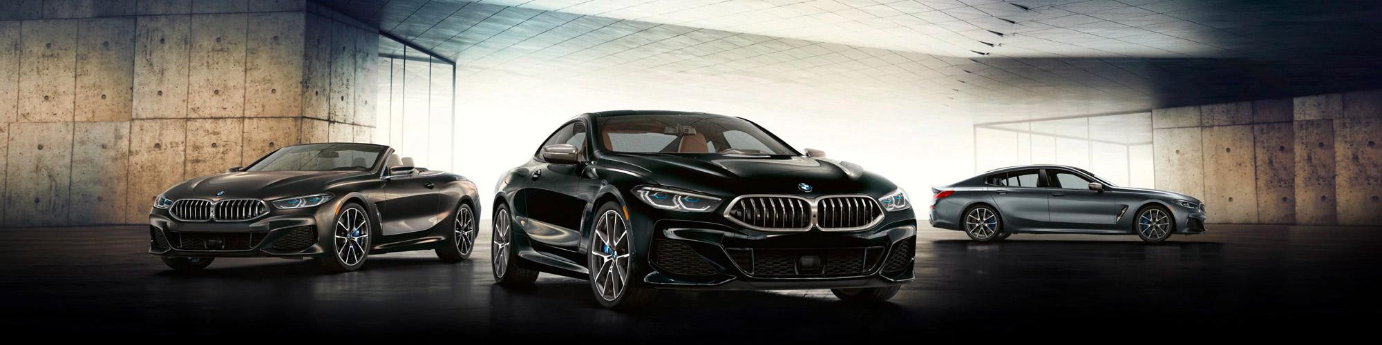 2020 8-Series lineup in a BMW showroom.