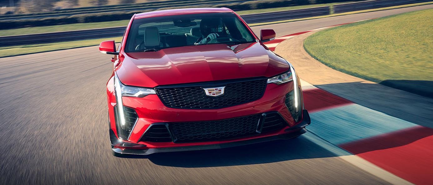 Cadillac CT4-V Racing Across the Track