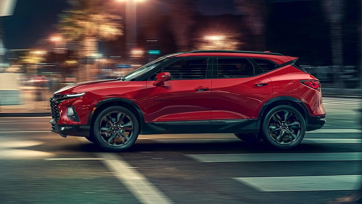 2021 Chevy Blazer driving through the city road.