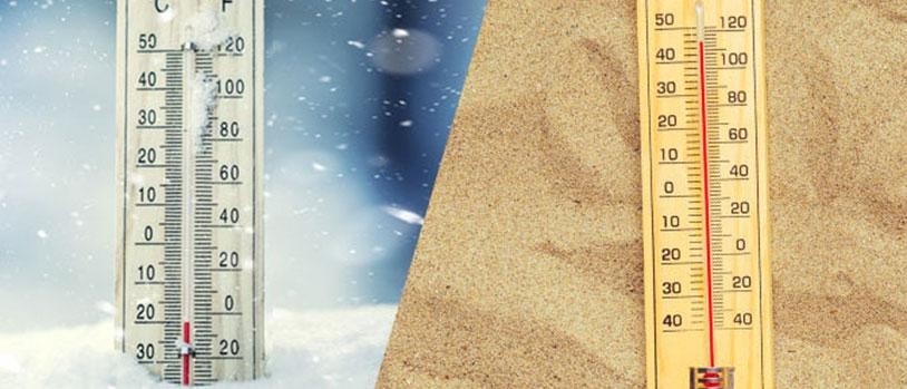 Temperature winter vs summer