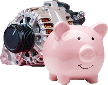 A pink piggy bank with Kia genuine parts