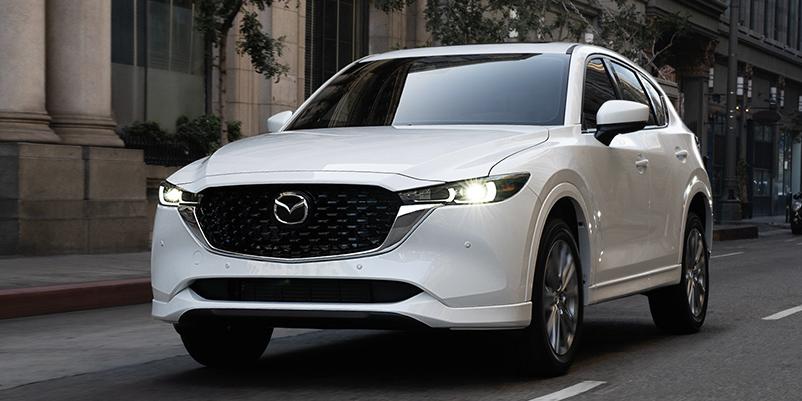 2022 White Mazda CX-5 on the road