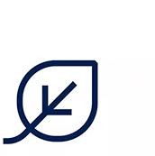 An icon of a leaf outlined in blue.
