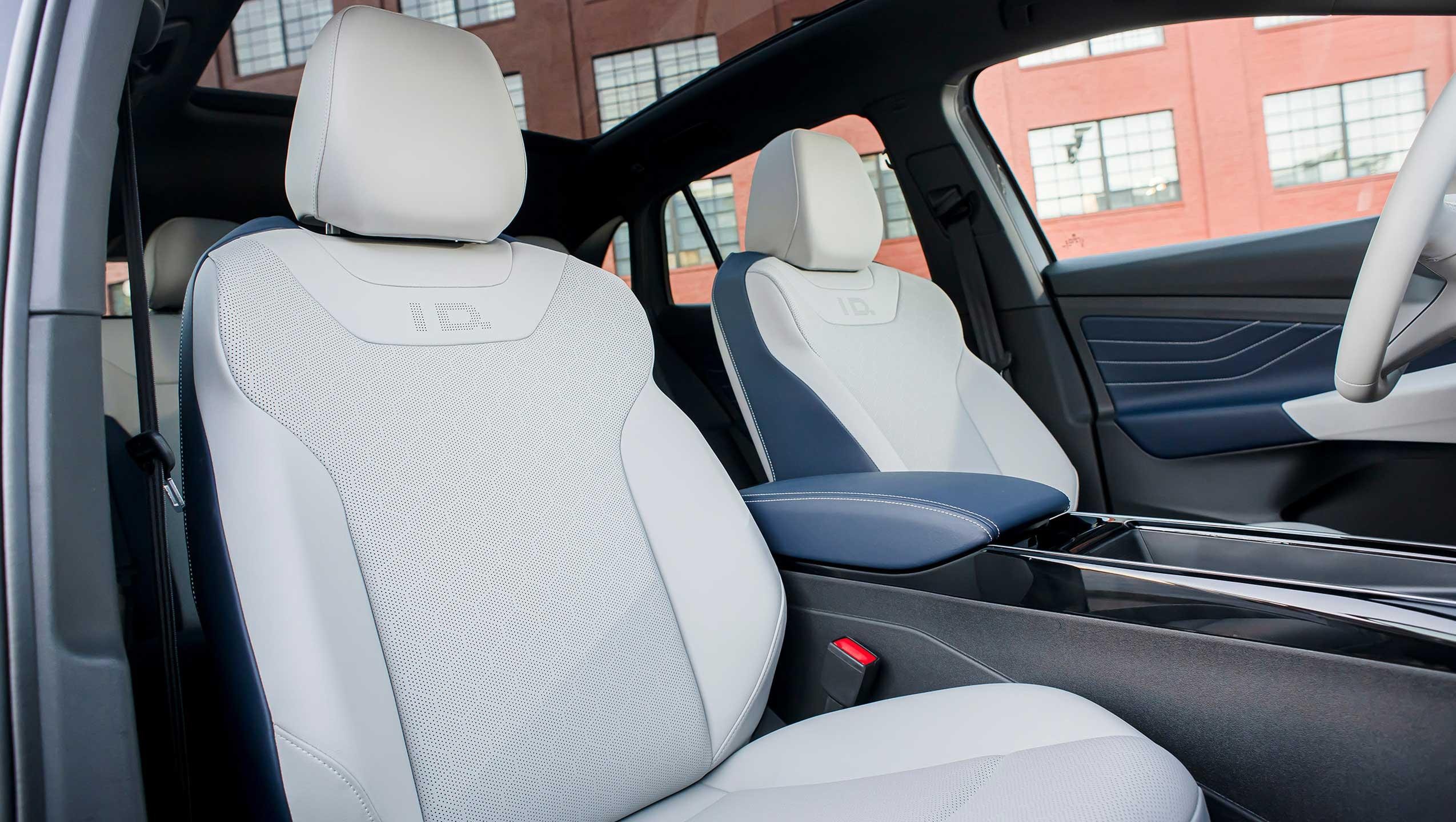 An interior shot of cosmic colored seating. 
