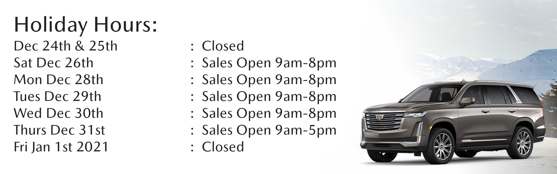 Holiday Hours