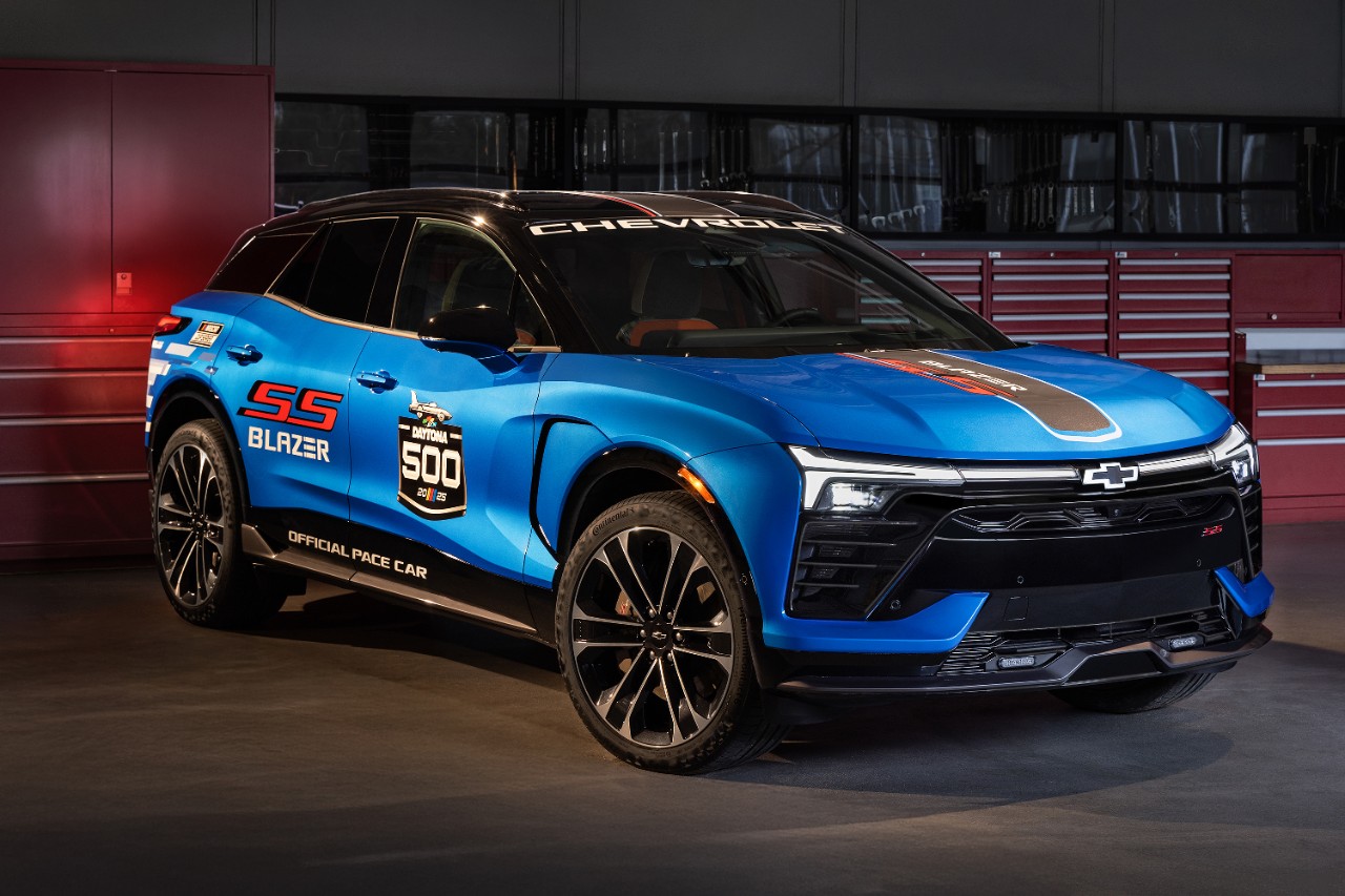 2025 Chevrolet Blazer EV SS racing in blue
