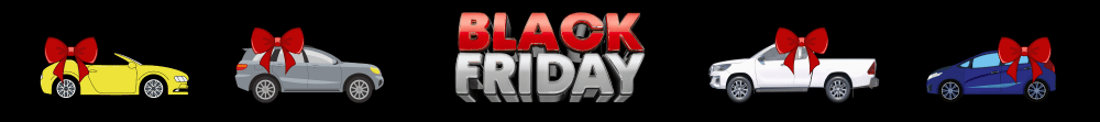 Black Friday Banner With Colorful Cars With Bows