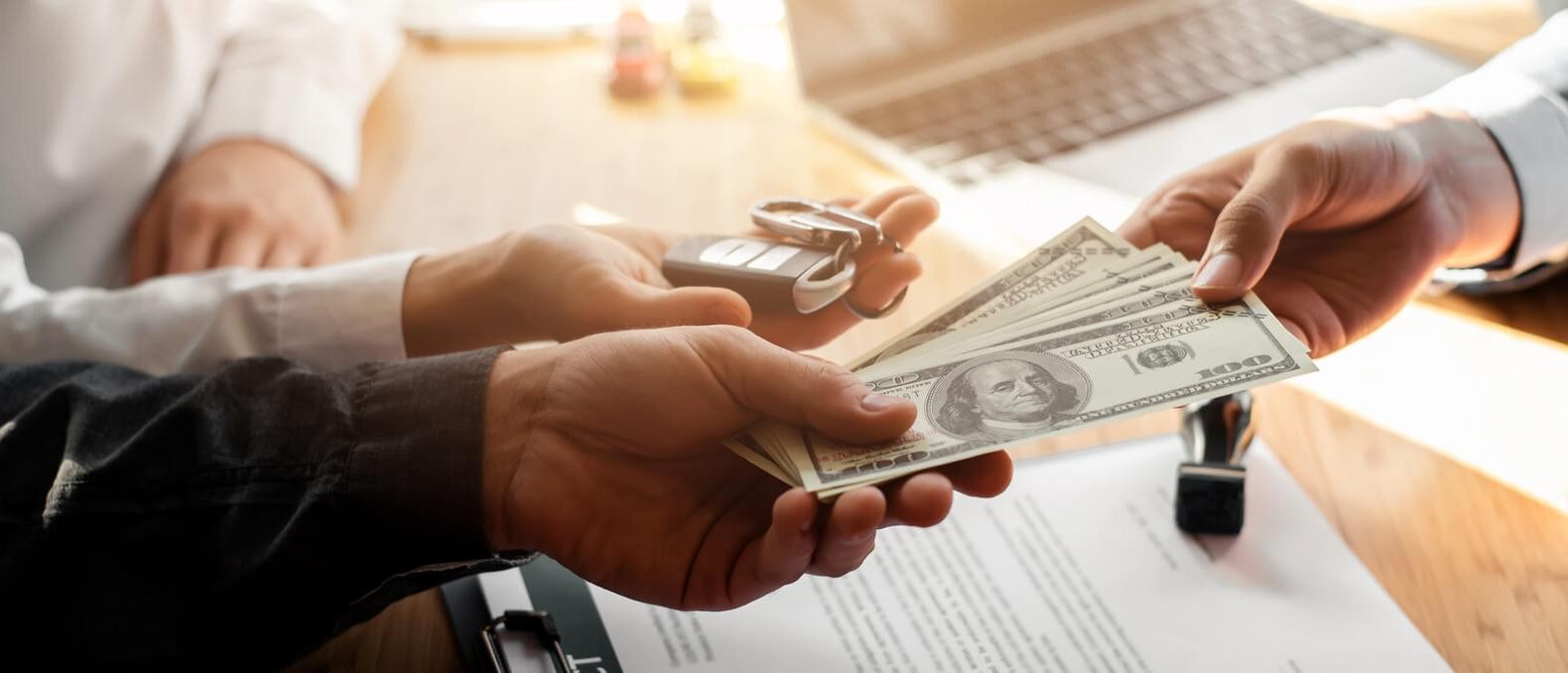 Business signing a contract buy - sell car