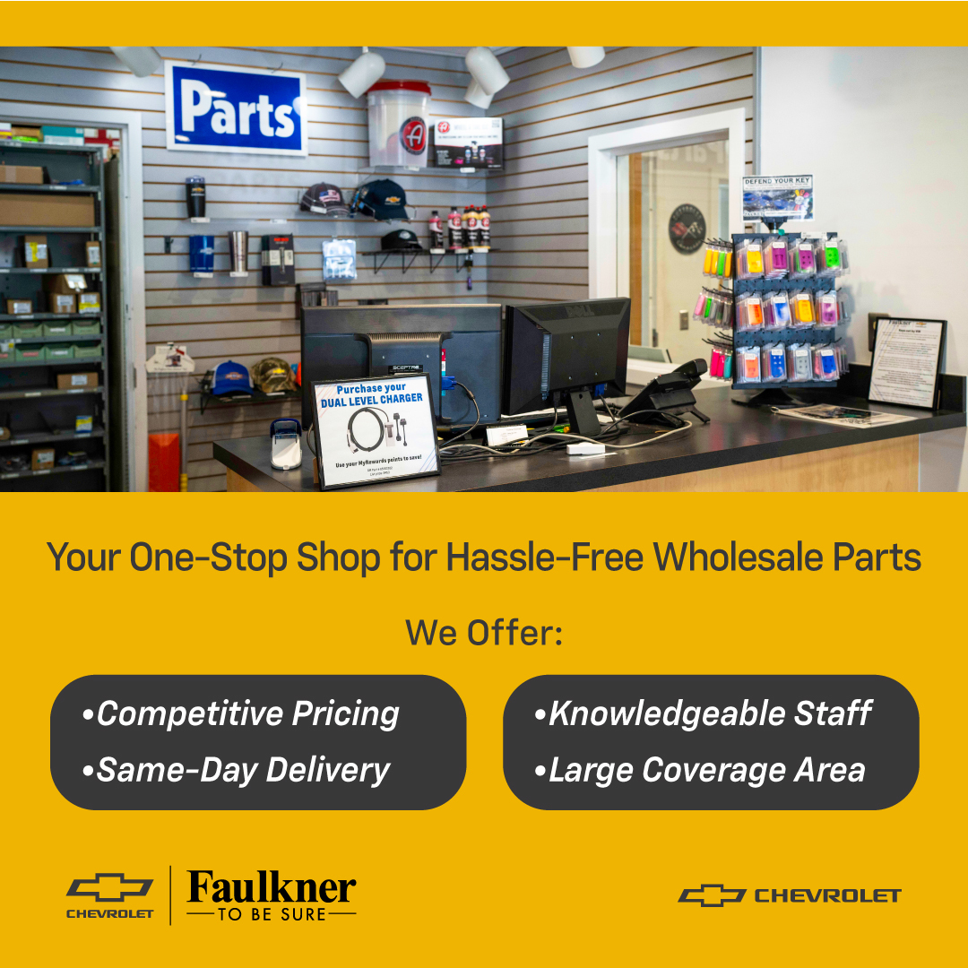 Wholesale parts counter at Faulkner Chevrolet, Lancaster PA.  Get competitive prices, same-day delivery, and expert support.  We offer a wide range of parts.  Serving businesses with hassle-free wholesale parts.