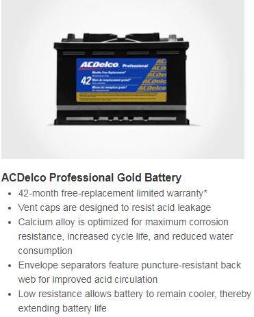 AC Delco Professional Gold Battery
