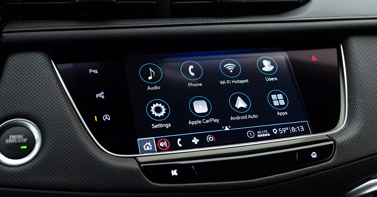 Cadillac dashboard display showing the option to select from the built-in hotspot
