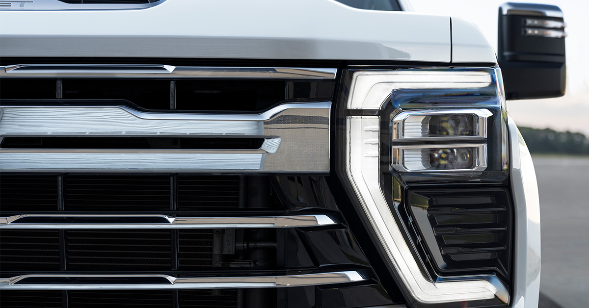 2024 Chevrolet Silverado 3500HD Headlight and grill up close