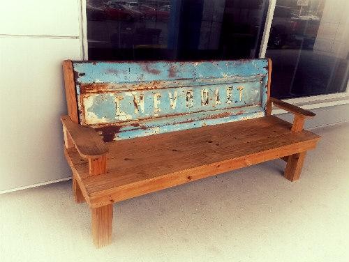 Custom Chevy bench at Chandler Chevrolet
