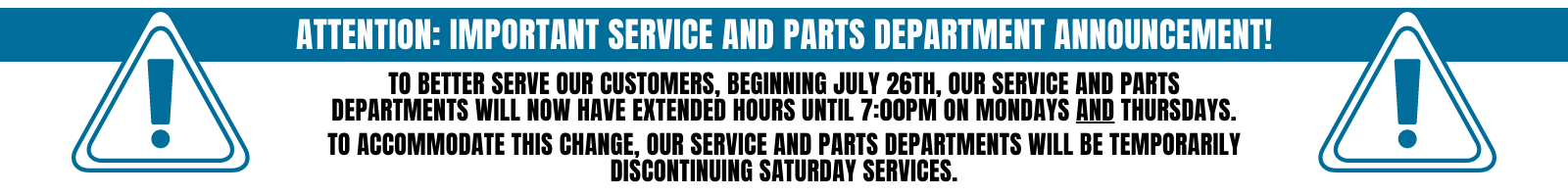 Service hours Changing