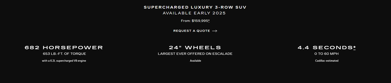 ESCALADE-V SPECS