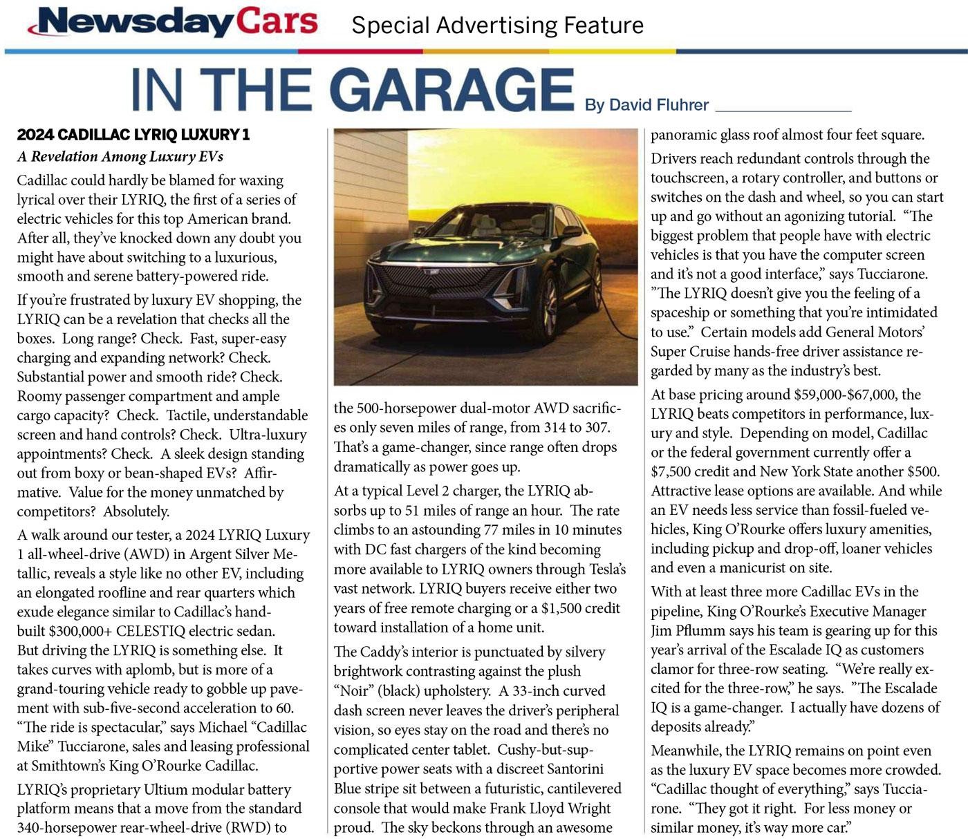 Newsday - Cadillac Piece featuring King O'Rourke