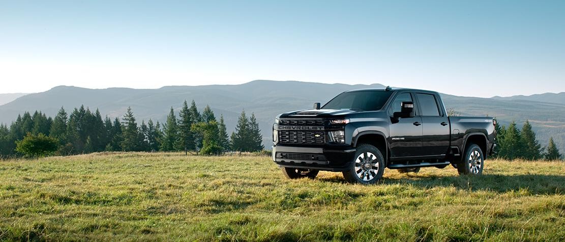 2021 Silverado HD in front of some mountains