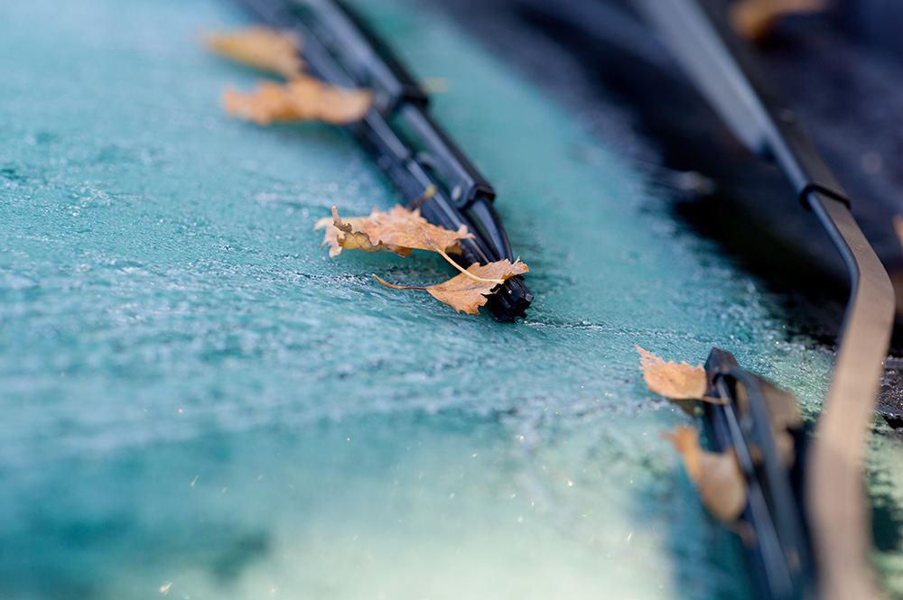 Icy windshield on a vehicle