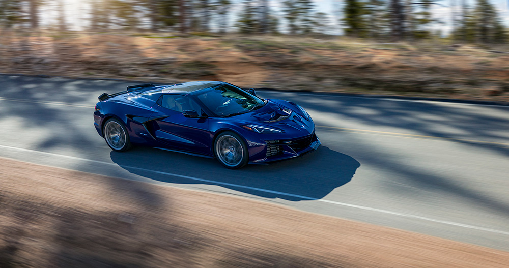 2025 Chevy Corvette ZR1 in motion on road
