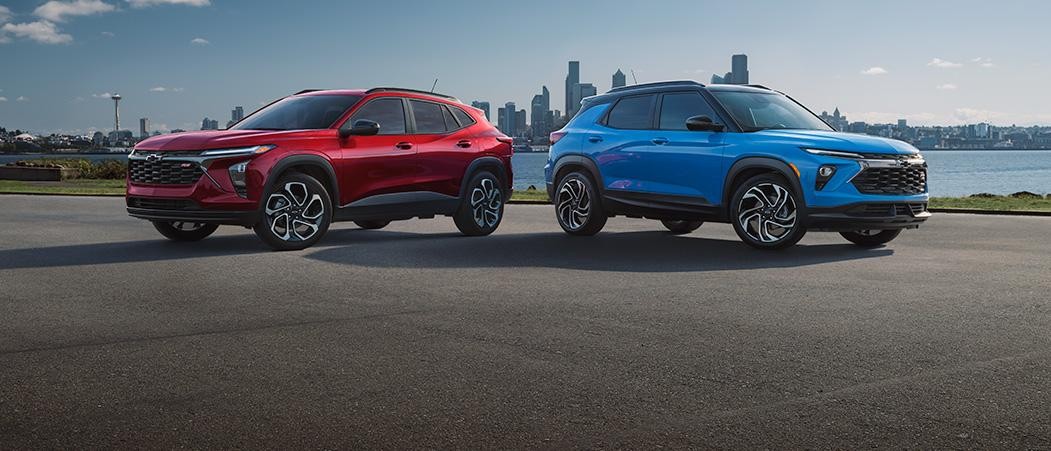 2024 Chevrolet SUVs in front of a cityscape