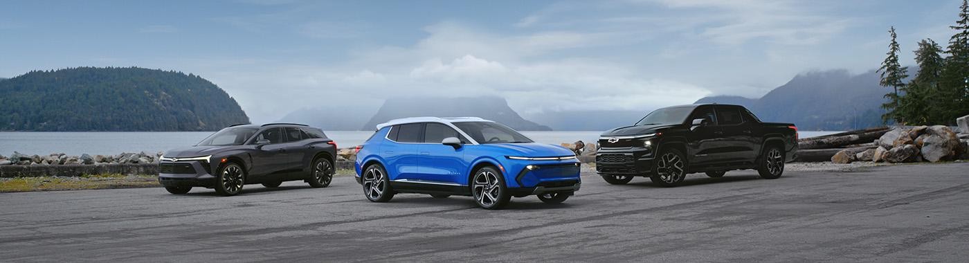 2024 Chevrolet EV Lineup with the Equinox EV, Blazer EV, and Silverado EV
