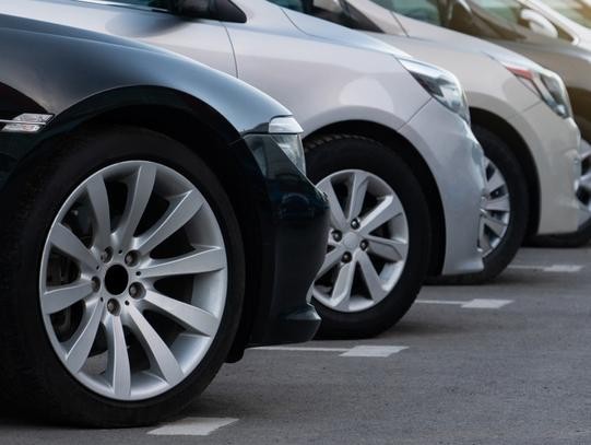 Used cars on a dealership lot