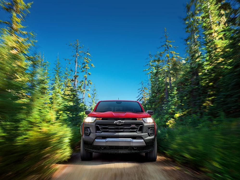 Chevrolet truck on a forest road
