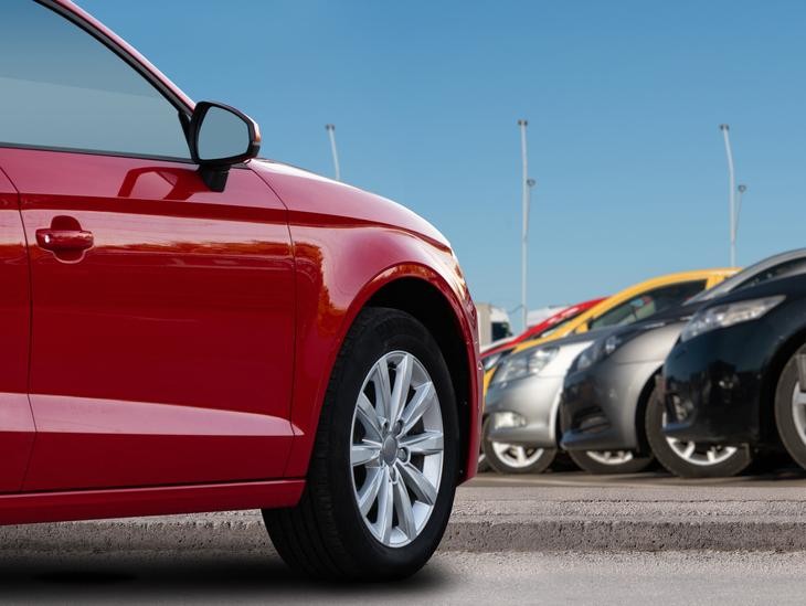 Used cars on the lot at a dealership