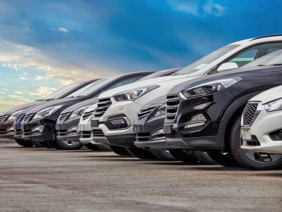 Used cars on a dealership's lot