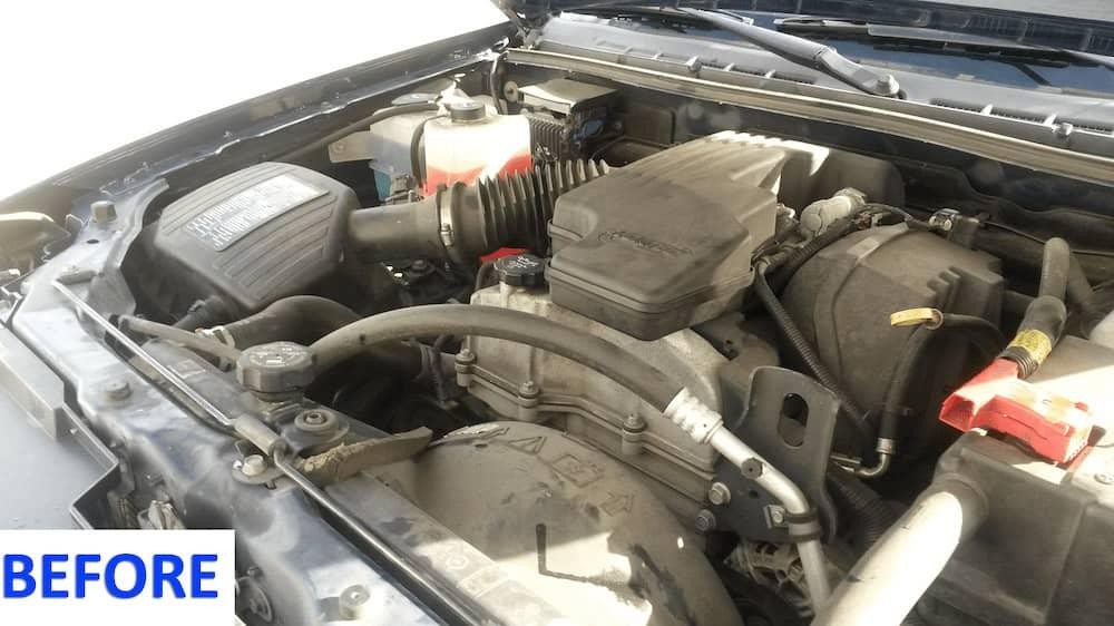 Picture of an engine before the auto detailing services at Leson Chevy