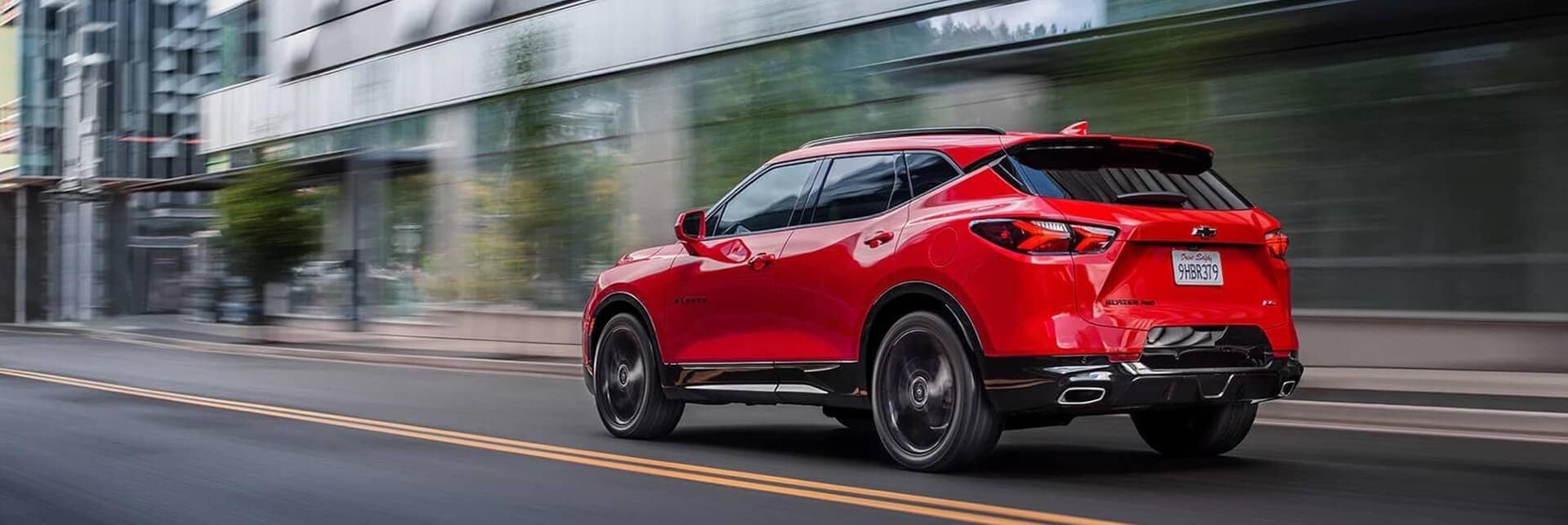 Blazer RS in Cajun Red Tintcoat with Gloss Black painted wheels Rear View