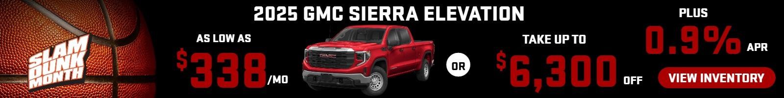 2025 Sierra elevation
Stock G6488

take up to $6300 OFF
  PLUS            
 0.9 % finance
    
OR

AS LOW AS
$338/mo