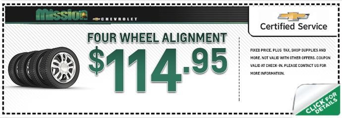 Click for Chevrolet Four Wheel Alignment Service Special in EL PASO, TX