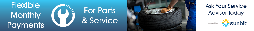 Flexible Monthly payments banner: Flexible Monthly Payments for parts & service. Ask your service Advisor today.