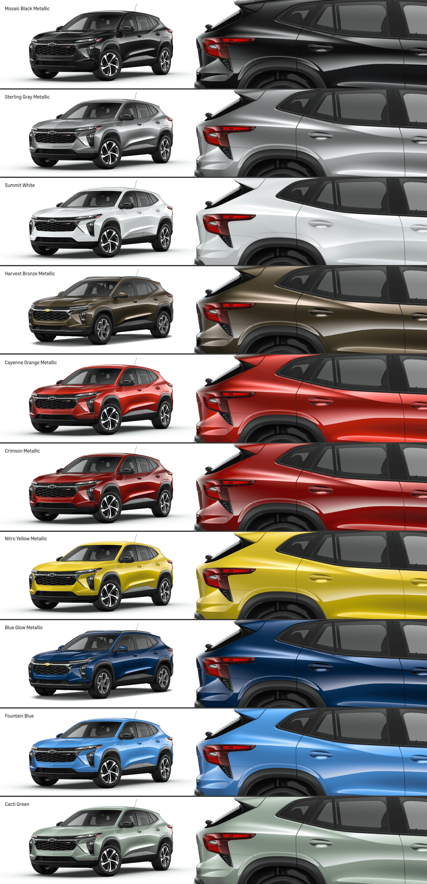 2024 Chevy Trax Exterior Colors by Trim