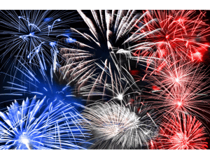 Red, white and blue fireworks