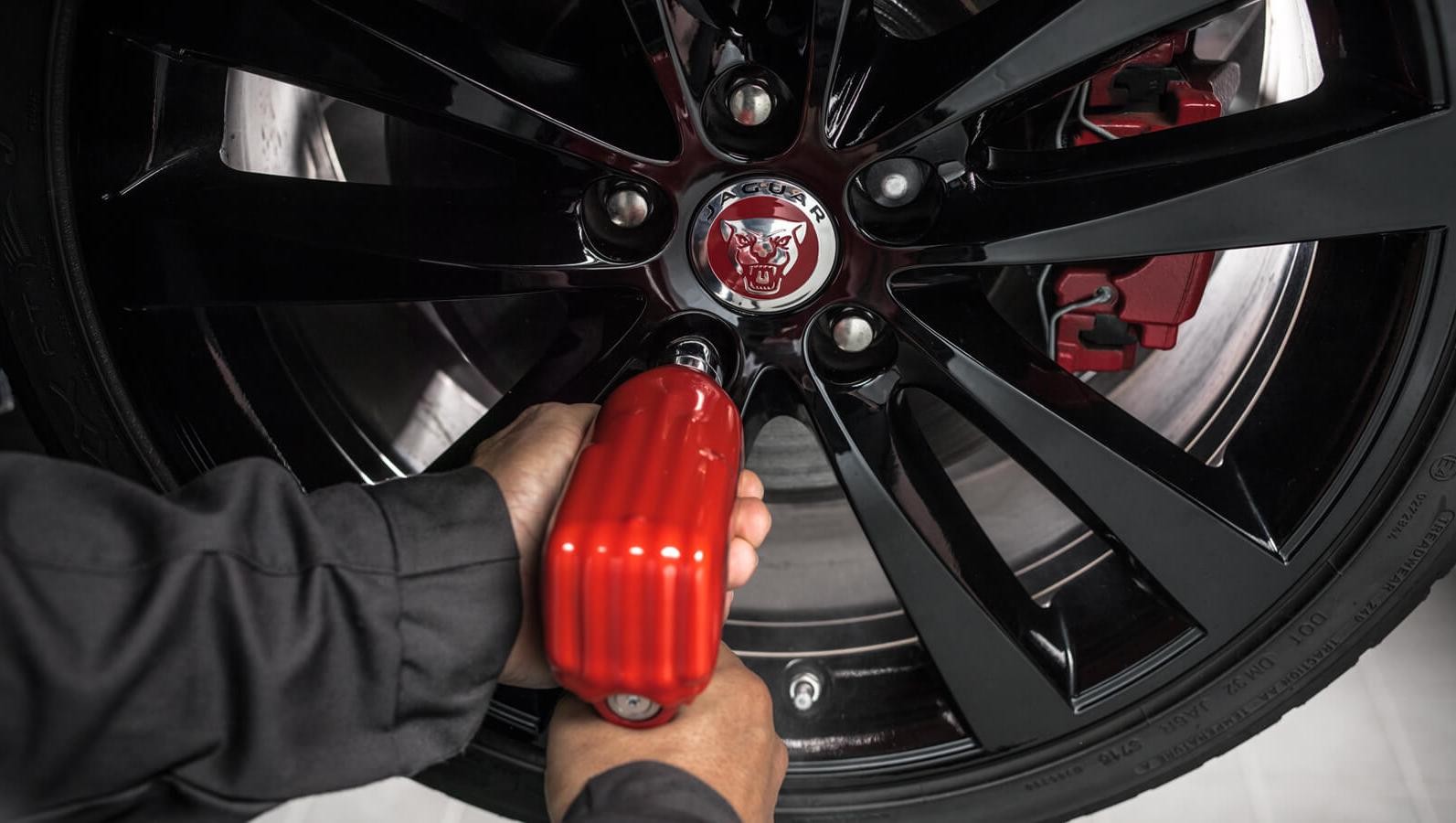 Jaguar car wheel change