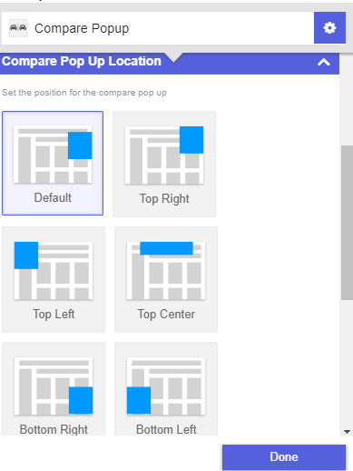 Sincro Website Editor displaying how to edit the compare cart location