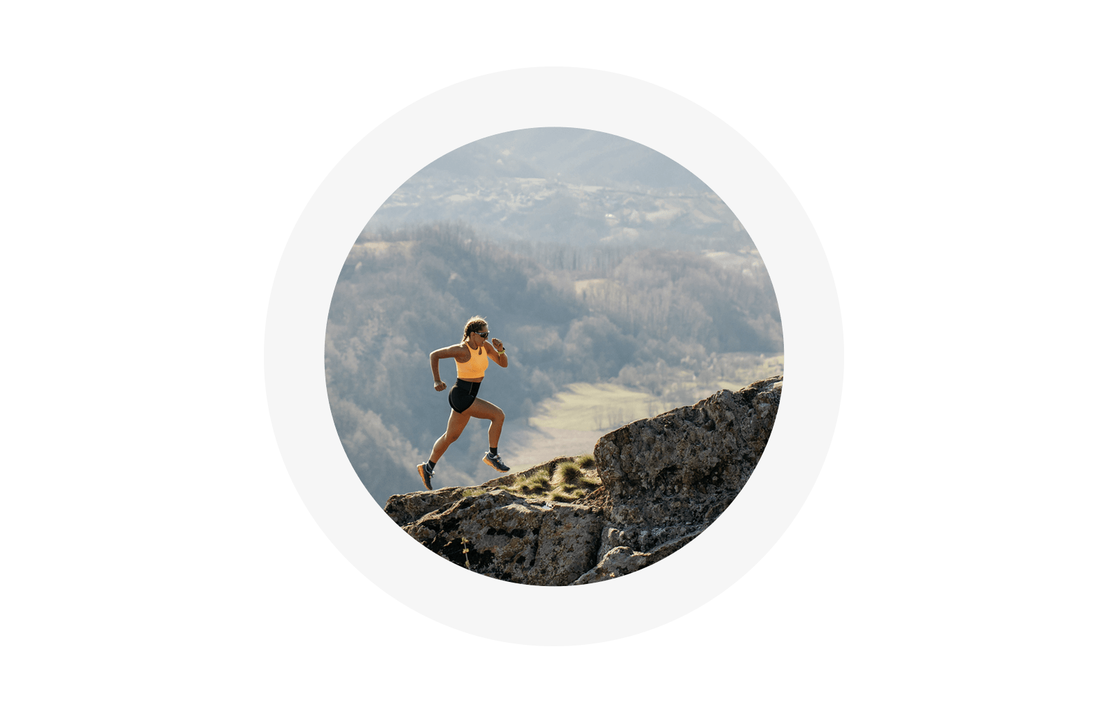 Woman climbing mountain