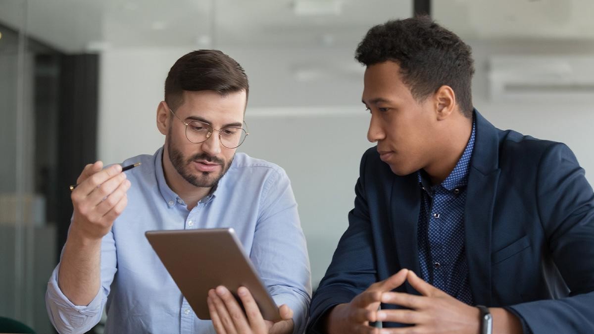 Diverse businessmen working on startup project