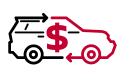 Trade in icon red and black