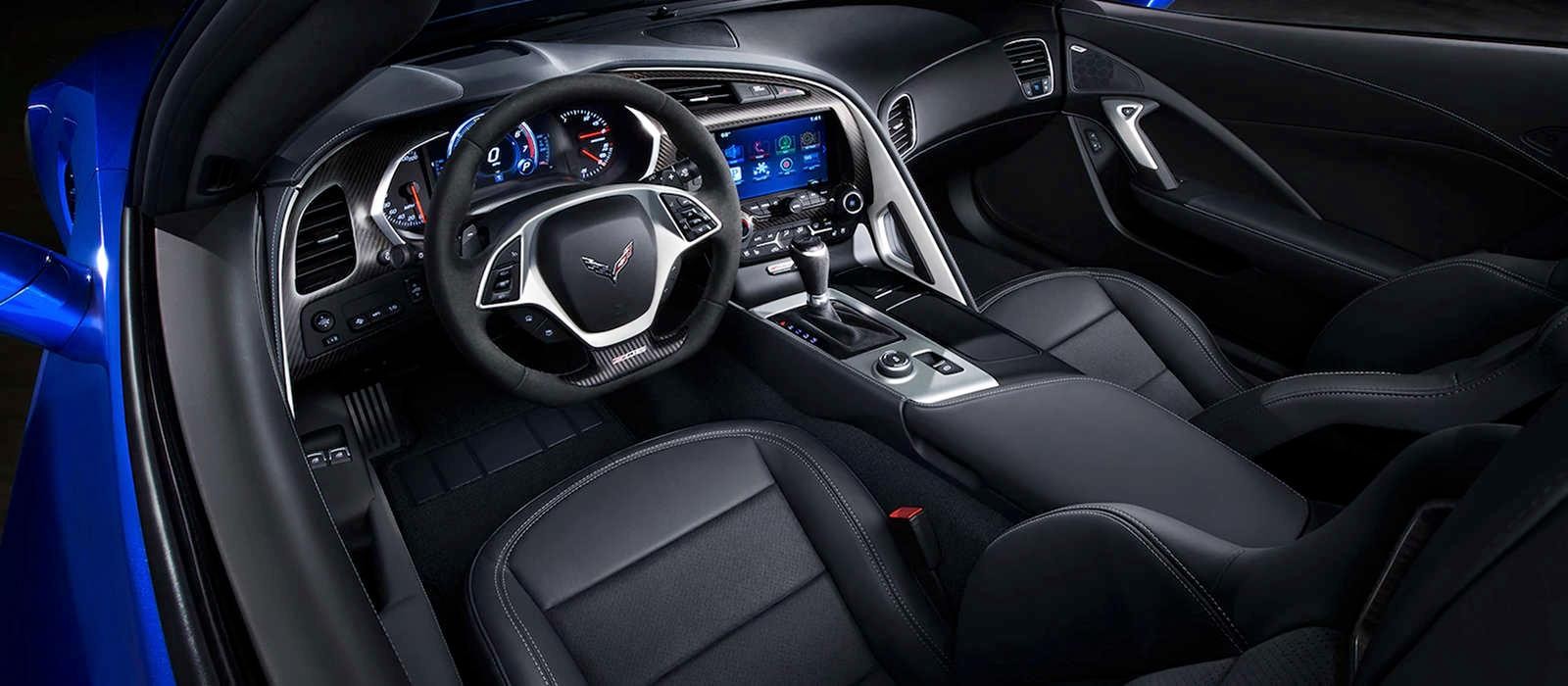 The all leather interior of the 2018 Chevy Corvette