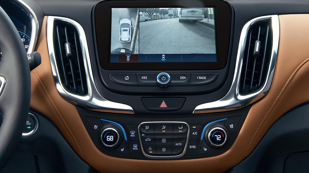 Overhead view of the 2018 Chevy Impala on the parking assist monitor.