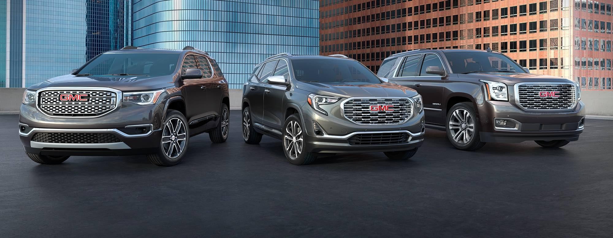GMC Trucks in parking lot at Walker Motor in Kittanning, Pennsylvania