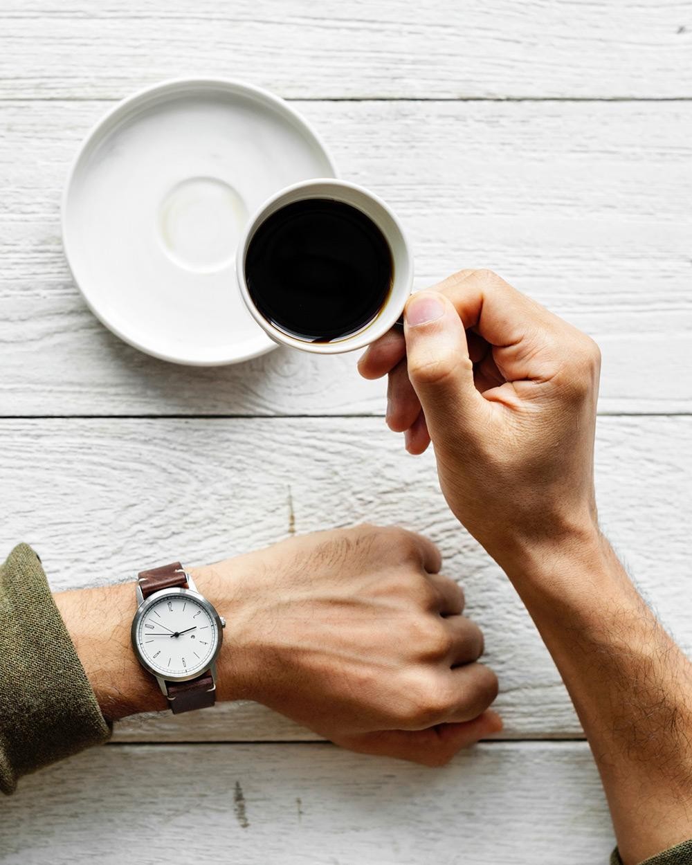 man drinking coffee