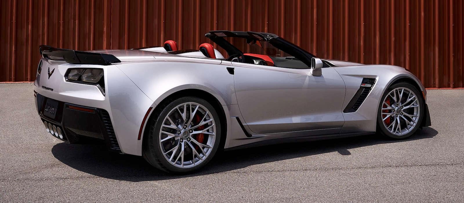 A 2018 Chevy Corvette Z06 parked sideways 