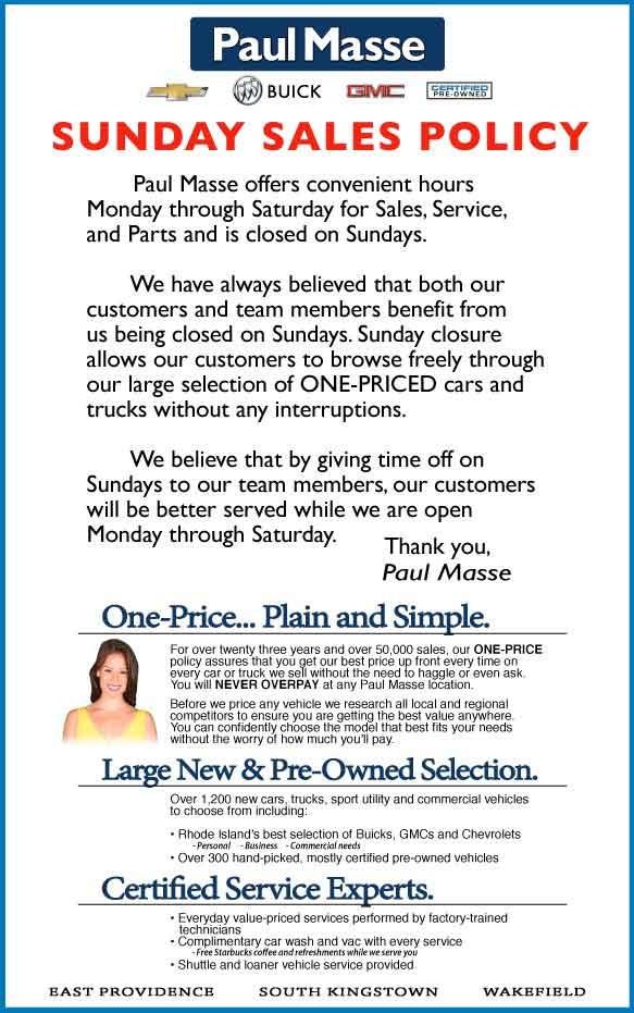 Sunday Sales Policy