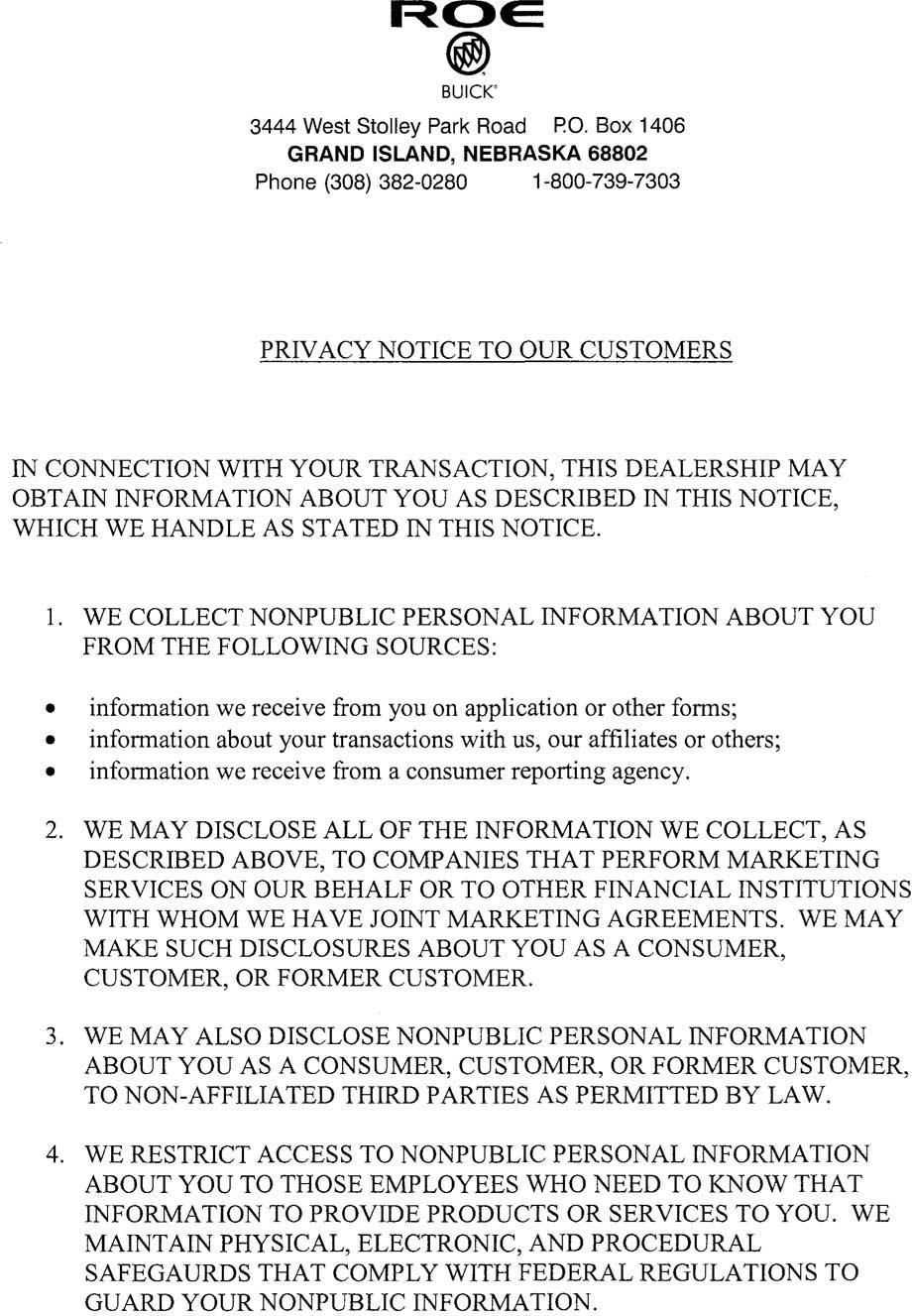 Dealer Privacy Policy