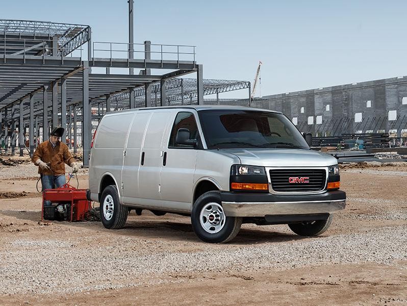 2017 GMC Savana on construction site
